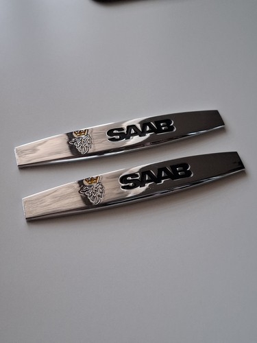 Saab chrome plated badge pair - saab,